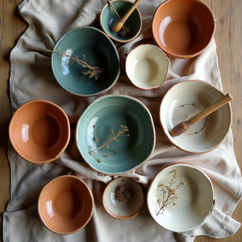 Ciotole di ceramica funzionale realizzate durante i corsi di Molvexa a Firenze